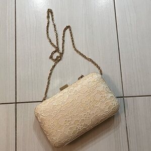 Italian Lace Clutch with Gold Chain